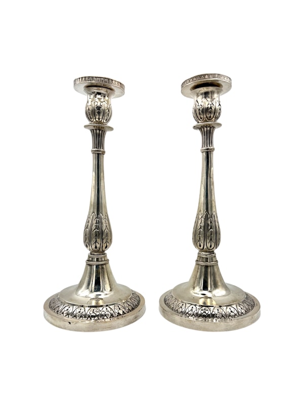 Early 19th century pair of russian silver candlesticks, St Petersburg by Alexander Yashinov. - image 2