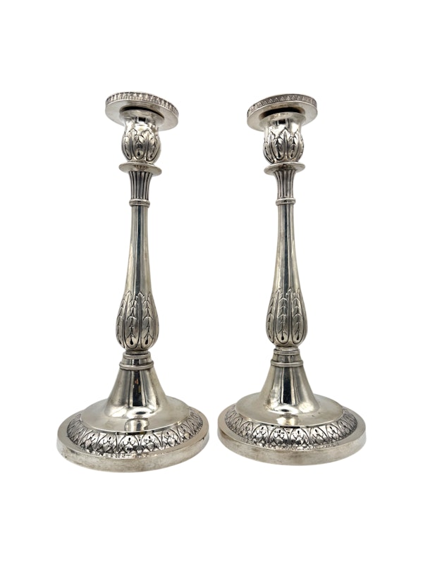 Early 19th century pair of russian silver candlesticks, St Petersburg by Alexander Yashinov. - image 3