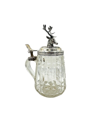Russian silver and cut glass tankard, Riga, c.1890s.