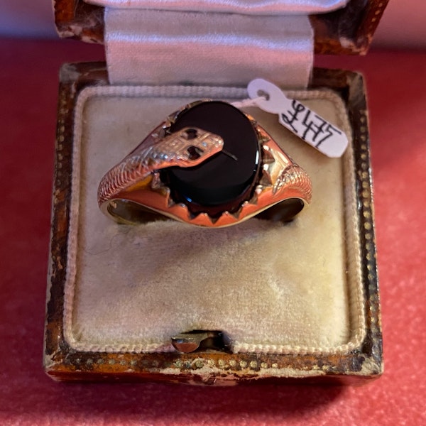 Onyx Snake Ring in 9ct Gold date after 1861-1970, Lilly's Attic since 2001 - image 1
