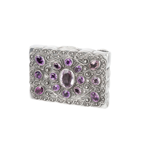 Antique Silver & Amethyst Pill Box | French c.1880 - image 2