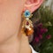 Vintage Blue Topaz Tourmaline Citrine Diamond and Gold Drop Earrings, Circa 1990 - image 2