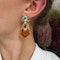 Vintage Blue Topaz Tourmaline Citrine Diamond and Gold Drop Earrings, Circa 1990 - image 4