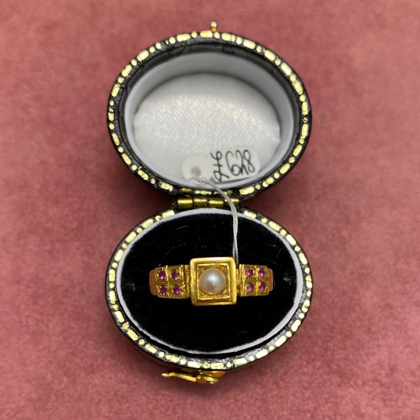 Pearl Ruby 18ct Gold Ring Date Birmingham 1879, Lilly's Attic since 2001 - image 1