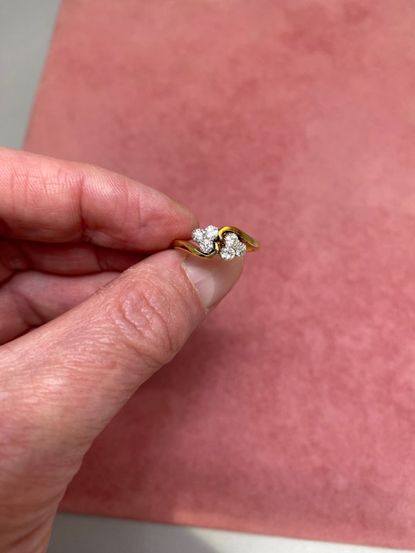 Crossover Diamond 18ct Gold Ring date circa 1950, Lilly's Attic since 2001 - image 2