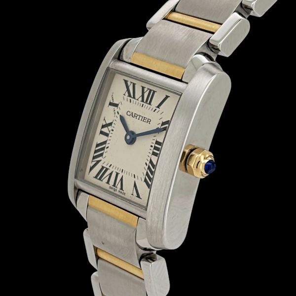 CARTIER LADY TANK FRANCAISE STEEL/GOLD W51007Q4 - image 2