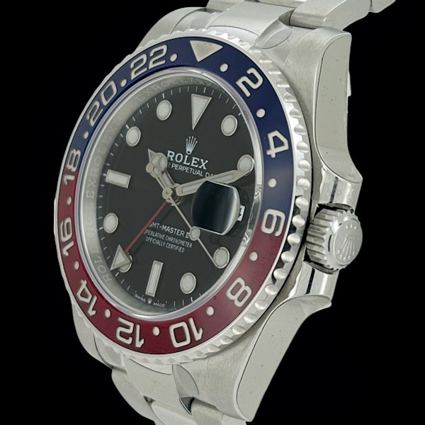 ROLEX GMT MASTER II PEPSI FULLY STICKERED OYSTER BRACELET FULL SET 2021 -126710 BLRO - image 2