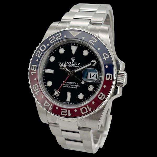 ROLEX GMT MASTER II PEPSI FULLY STICKERED OYSTER BRACELET FULL SET 2021 -126710 BLRO - image 1