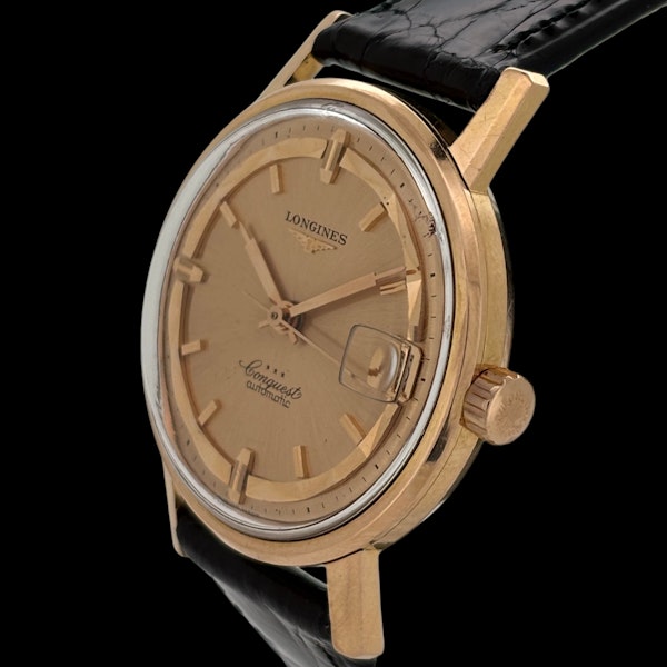 LONGINES CONQUEST DELUXE ROSE GOLD ref. 9025 AUTOMATIC CAL. 291 BOX AND EXTRACT OF ARCHIVE 1967 - image 2