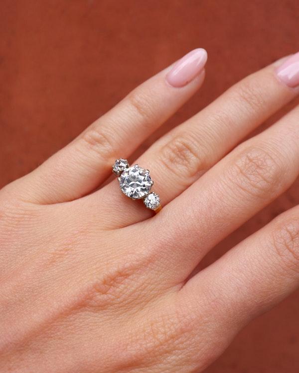 Edwardian 3 stone platinum& gold ring - image 1