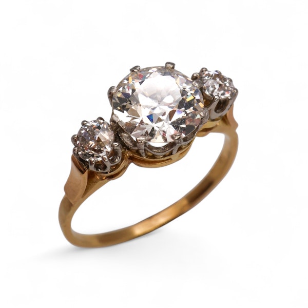 Edwardian 3 stone platinum& gold ring - image 2