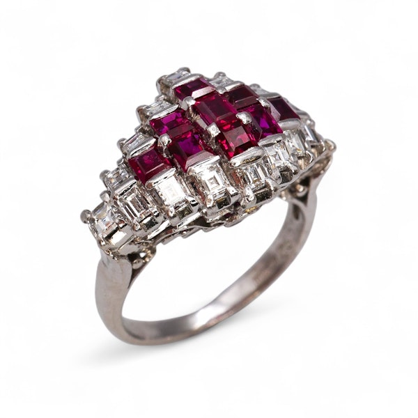 Carre-cut ruby diamond ring - image 4