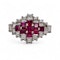 Carre-cut ruby diamond ring - image 2