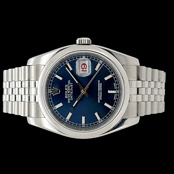 ROLEX DATEJUST 36 SUPERJUBILEE 116200 BLUE INDEX FULL SET 2007 UK WATCH - image 4