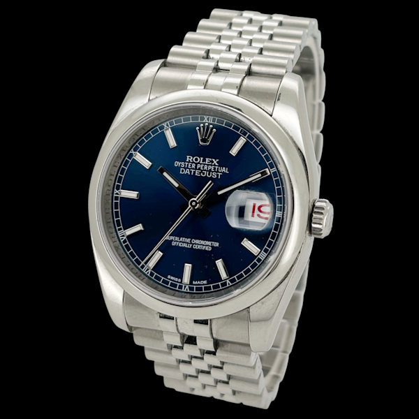 ROLEX DATEJUST 36 SUPERJUBILEE 116200 BLUE INDEX FULL SET 2007 UK WATCH - image 1