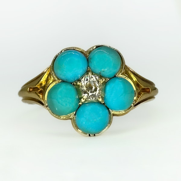 Victorian Turquoise Diamond Daisy Ring - Saddingtons Jewellery - Stand 375 - image 1