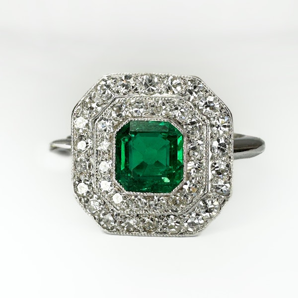 Art Deco Emerald & Diamond Cluster Ring- Saddingtons Jewellery - Stand 375 - image 1