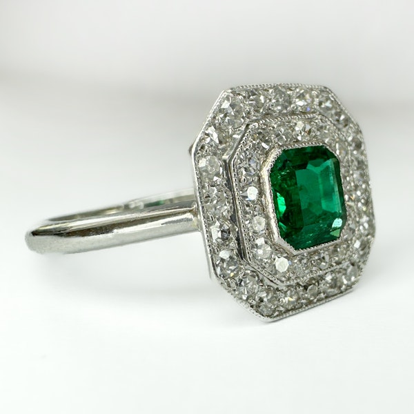Art Deco Emerald & Diamond Cluster Ring- Saddingtons Jewellery - Stand 375 - image 2