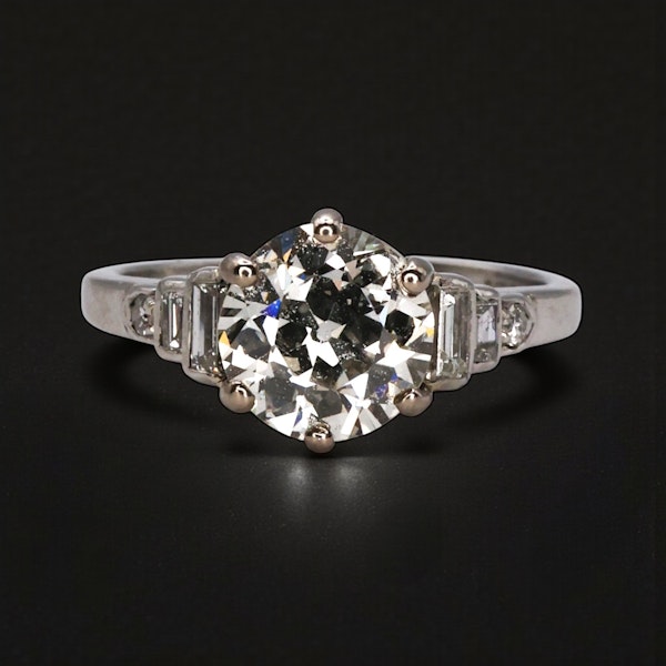 1.34ct antique platinum diamond ring - image 4