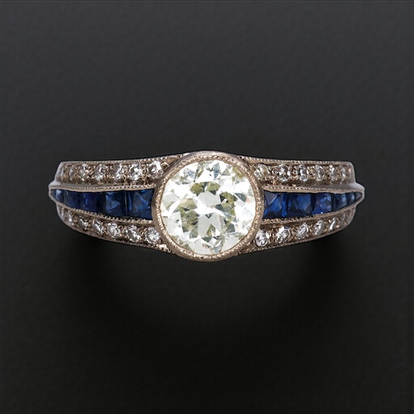 Different diamond sapphire engagement ring at Deco&Vintage Ltd - image 1