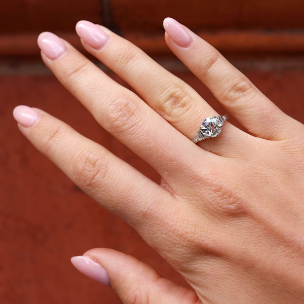 1.34ct antique platinum diamond ring - image 5