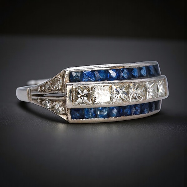 Vintage Sapphire Diamond Platinum Ring at Deco&Vintage Ltd - image 2