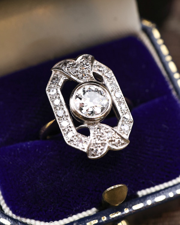 Diamond & 18 Carat Yellow & White Gold Art Deco Ring Circa 1930 - image 1