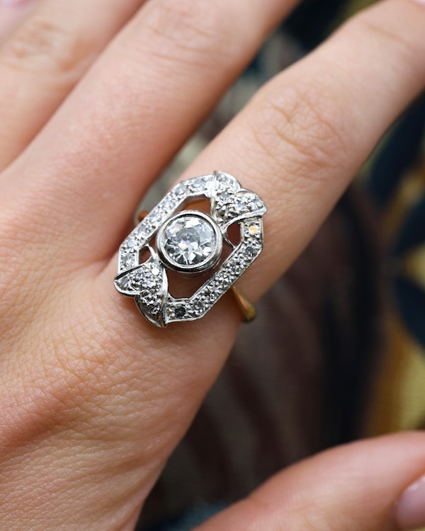 Diamond & 18 Carat Yellow & White Gold Art Deco Ring Circa 1930 - image 3
