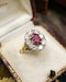 Downstairs at Grays: A very fine 18ct Yellow & White Gold Oval 1.35 Carat Siam Ruby & Diamond Cluster Ring. Circa 1975 - image 4