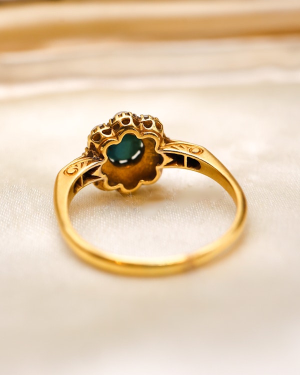 A fine Late Victorian, Turquoise, Natural Split Pearl and Diamond Cluster Ring. English C. 1880 - image 5