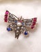 High Carat Yellow Gold  Victorian Diamond, Natural Ruby, & Sapphire Butterfly Brooch Circa 1880 - image 2
