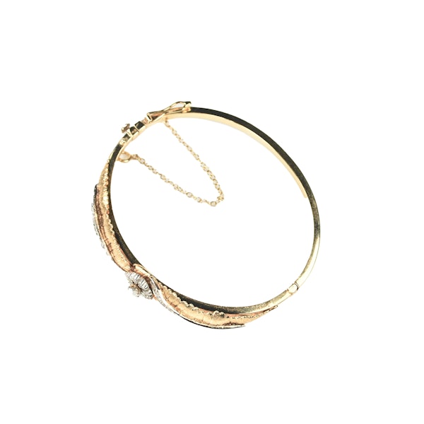 Antique American Gold & Diamond Floral Bangle | c.1910s - image 3