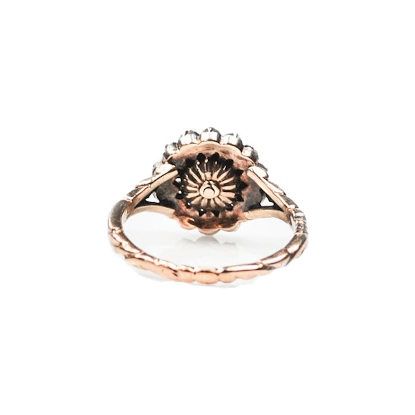 Dutch Rose Cut Diamond Cluster Ring in 14ct Gold & Silver | Georgian c.1820s - image 2