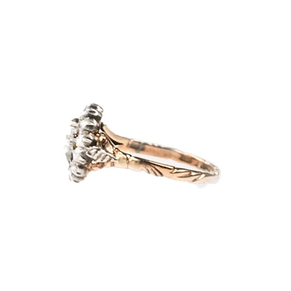 Dutch Rose Cut Diamond Cluster Ring in 14ct Gold & Silver | Georgian c.1820s - image 1