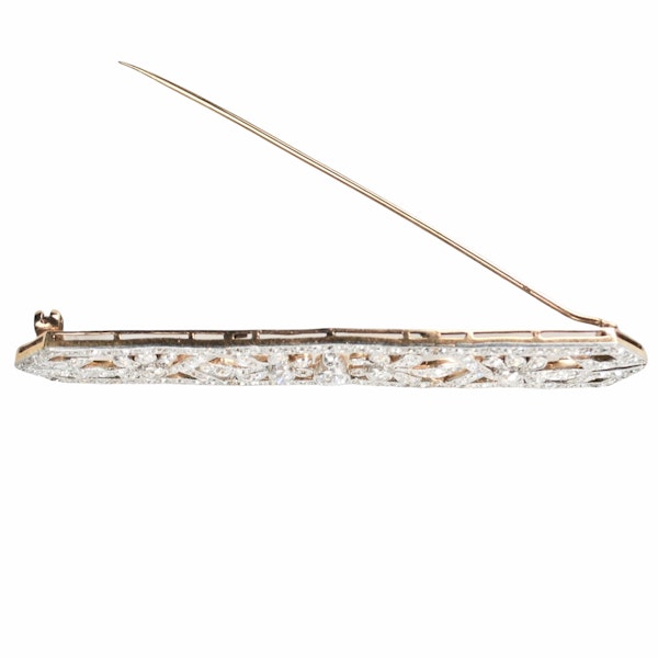 Art Deco Diamond, Platinum & 18ct Gold Floral Design Brooch | c.1920s - image 2