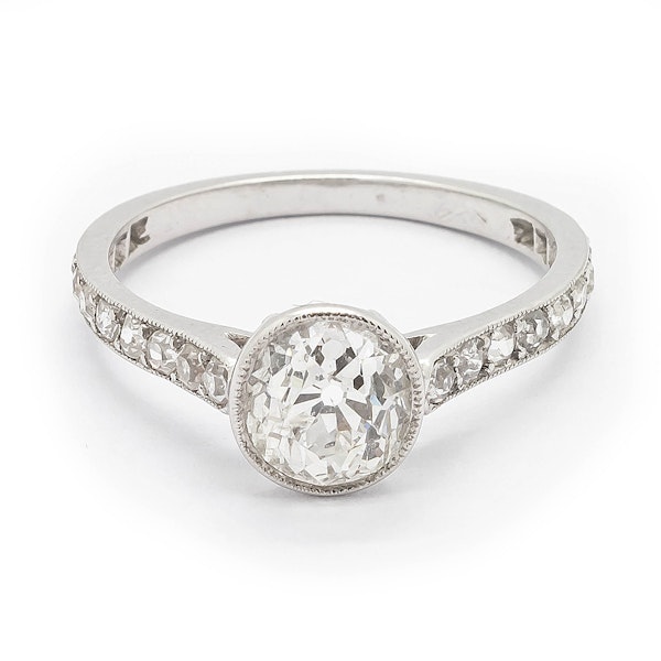 Edwardian Style Cushion Cut Diamond and Platinum Ring, 1.20 Carats - image 5