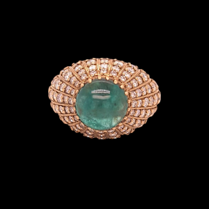 Vintage Emerald and Diamond Cocktail Ring