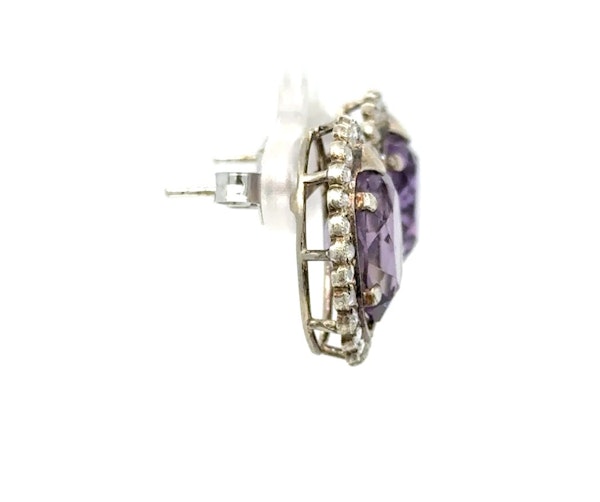 18K Gold Amethyst & rose cut diamond earrings - image 2