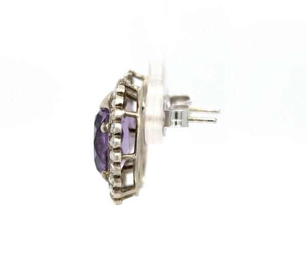 18K Gold Amethyst & rose cut diamond earrings - image 3
