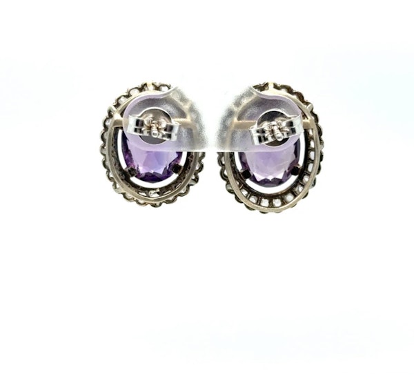 18K Gold Amethyst & rose cut diamond earrings - image 4