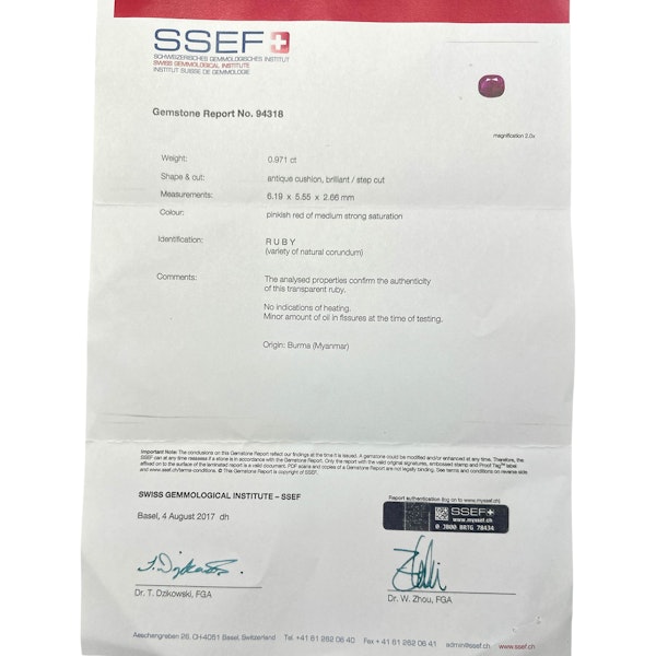 Burma Ruby, Diamond and Platinum Cluster Ring, 0.97 Carats - image 6