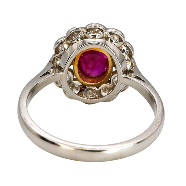 Burma Ruby, Diamond and Platinum Cluster Ring, 0.97 Carats - image 5