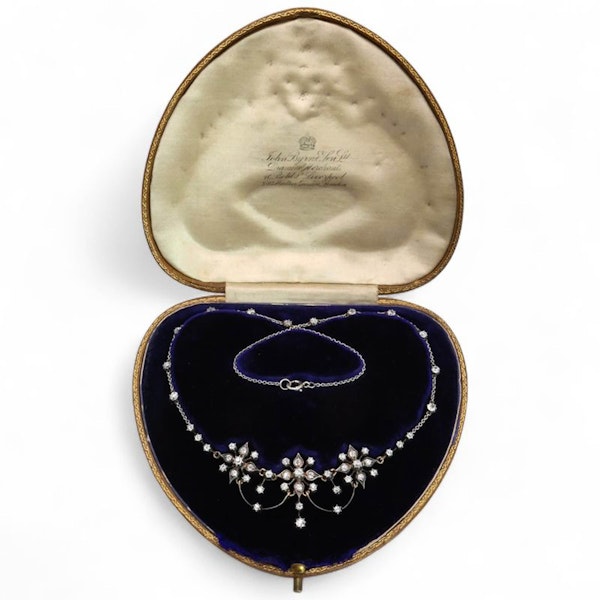 Antique Victorian Diamond, Silver and Gold Flower Necklace, Circa 1890 - image 4