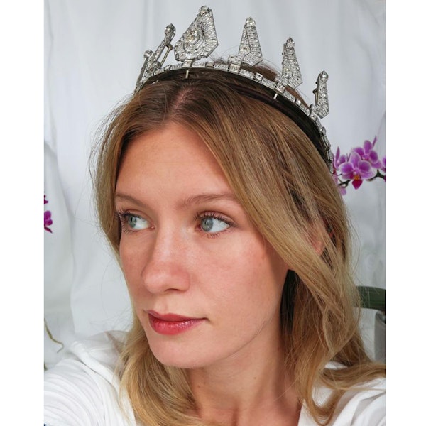 Vintage Diamond and Platinum Tiara Necklace, Circa 1960, 50.00 Carats - image 10