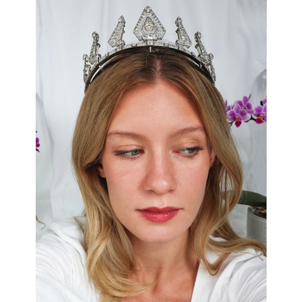 Vintage Diamond and Platinum Tiara Necklace, Circa 1960, 50.00 Carats - image 2