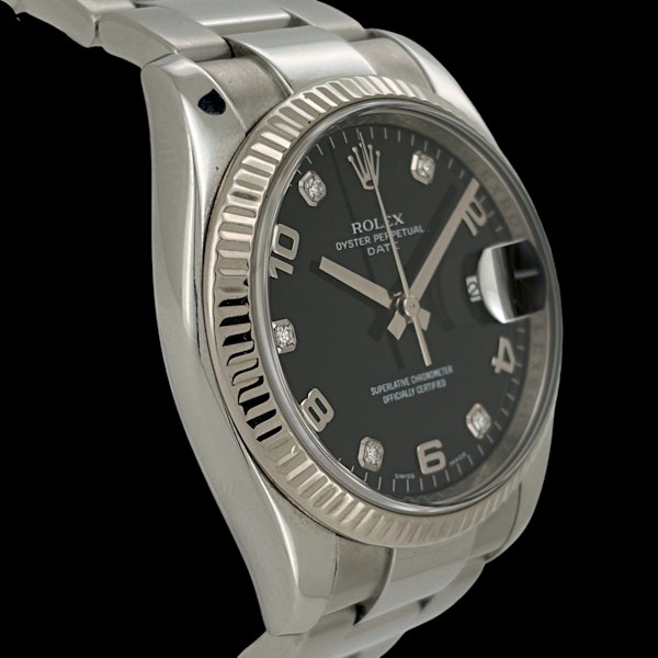 ROLEX OYSTER PERPETUAL DATE 34 BLACK ARABIC AND DIAMOND INDEX DIAL 115234 - image 3