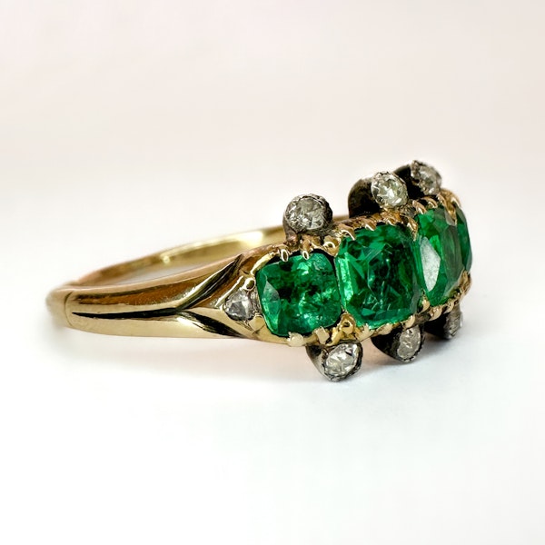 Columbian 5 Stone Emerald & Diamond Ring - Saddingtons Jewellery Stand 375 - image 2