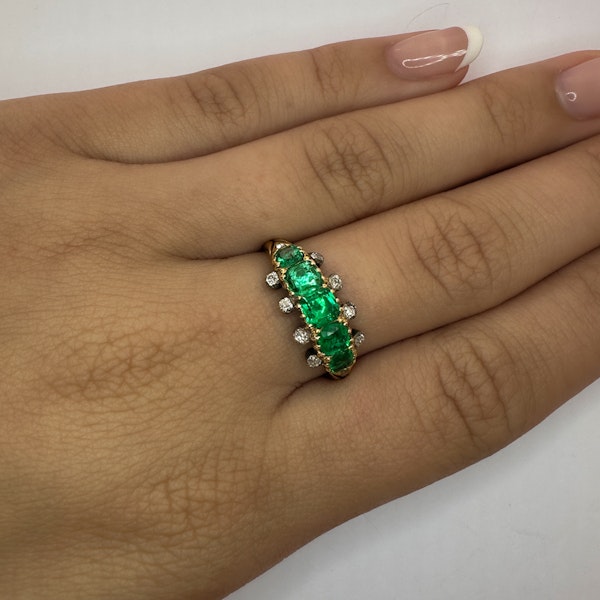 Columbian 5 Stone Emerald & Diamond Ring - Saddingtons Jewellery Stand 375 - image 3