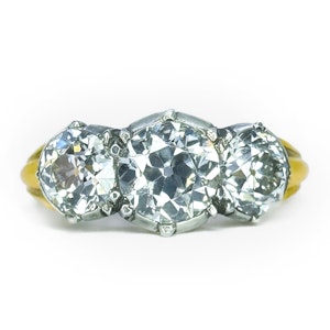 Antique 3 Stone Trilogy Diamond Ring 2.65ct - Saddingtons Jewellery Stand 375