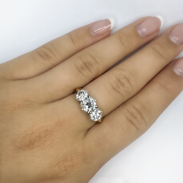 Antique 3 Stone Trilogy Diamond Ring 2.65ct - Saddingtons Jewellery Stand 375 - image 2